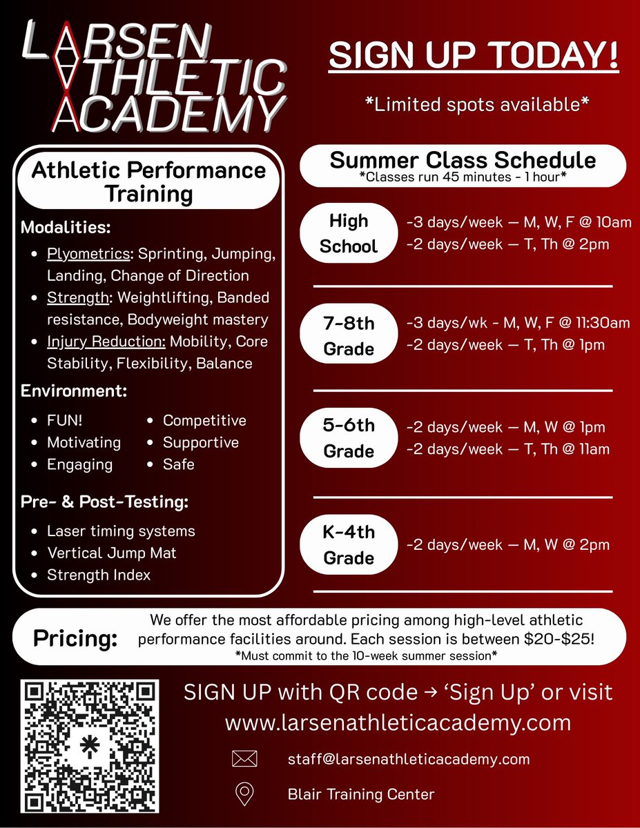 LarsenAthletics's tweet photo. SIGN UPS are now live and available!! Visit https://t.co/1yyiv7YeIo to claim your spot today! https://t.co/Oo1kp1P3fU