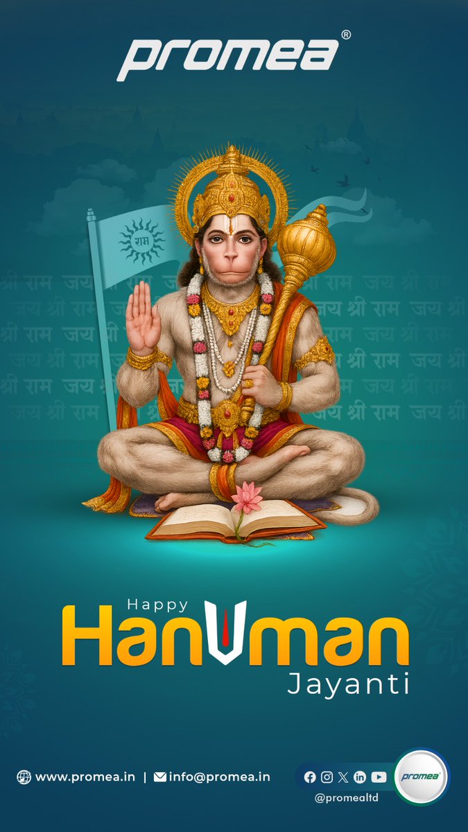 promealtd's tweet photo. 🕉️ Wishing You a Powerful Hanuman Jayanti! 🙏

On this sacred occasion, @promealtd extends warm wishes to you and your family.

May Lord Hanuman bless you with strength, courage, wisdom, and good health.

💪 Jai Bajrang Bali!

#Promea #HanumanJayanti #JaiHanuman #BajrangBali #HanumanBlessings #HealthAndStrength #SpiritualVibes #FestivalWishes #HealthcareInnovation #Manufacturing #PharmaceuticalInnovation #manufacturing #InnovationInHealthcare #MedicalDevices #HealthcareSolutions #GlobalHealthcare #LifeSciences #Diagnostics #HealthcareInnovation  #LifeSciences #diagnostics 

@pavansir  @drtummuru