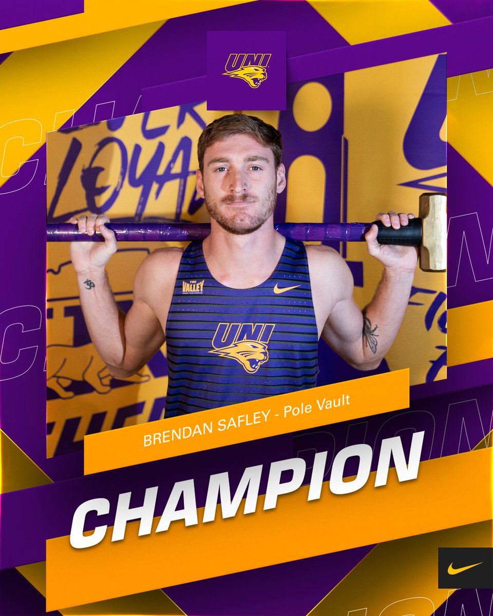 Brendan means business! 💼 🥇 

Safley takes the men's pole vaulting crown after clearing 5.30 meters at Drake Stadium!

#EverLoyal #1UNI