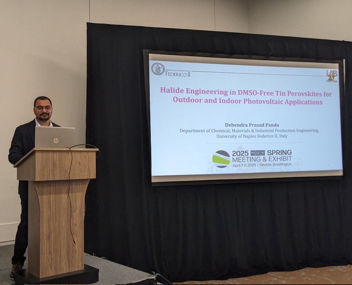 Just presented my research on DMSO-free tin perovskite for indoor photovoltaics at #MRS2025 in Seattle! Grateful for the engaging discussions and connections! #Perovskite #IndoorPV