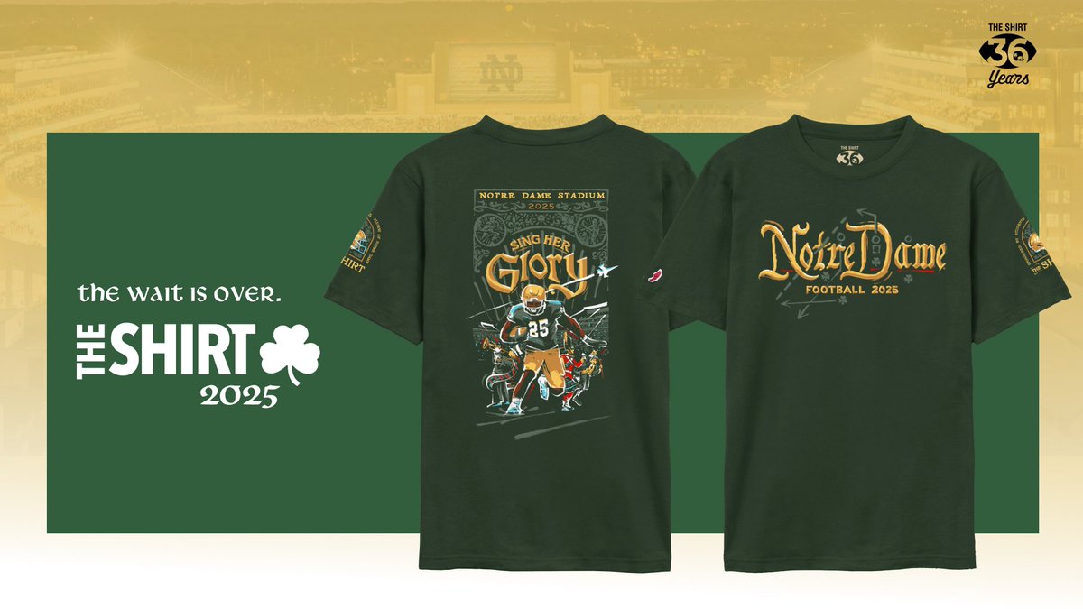 FightingIrish's tweet photo. The wait is over!

The Shirt, 2025 edition - https://t.co/zeAoehdP21

#Golrish |@theshirtND https://t.co/eX0LyIza5t