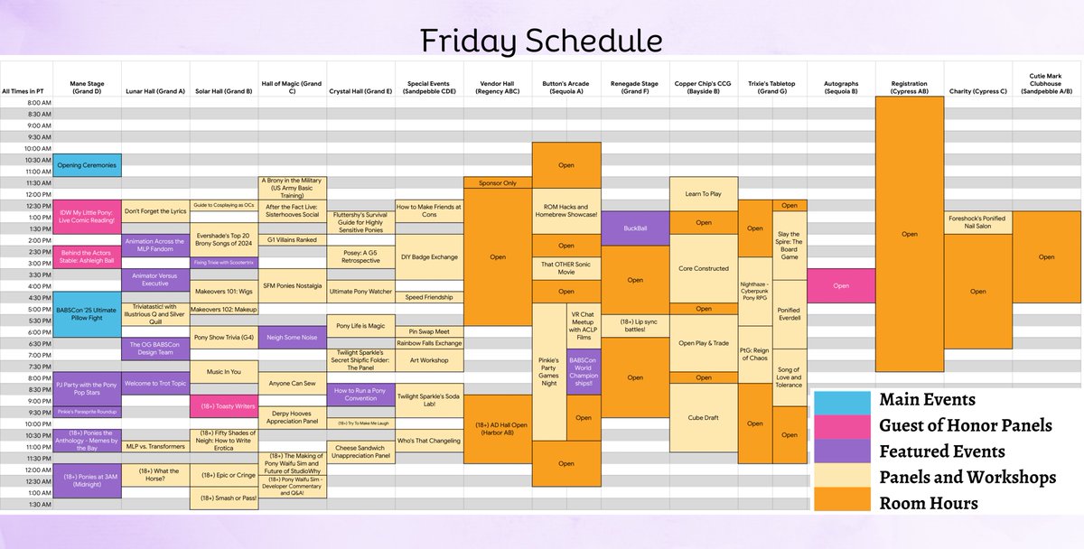 BABSCon's tweet photo. We are still working on implementing our digital schedule, but in the meantime, check these out :)

(Yes, Lunch is a main event. 🥪 Feed your local vendors!)

Also, BIG announcement coming soon, or something. [it's good] https://t.co/S6jBkko5RW