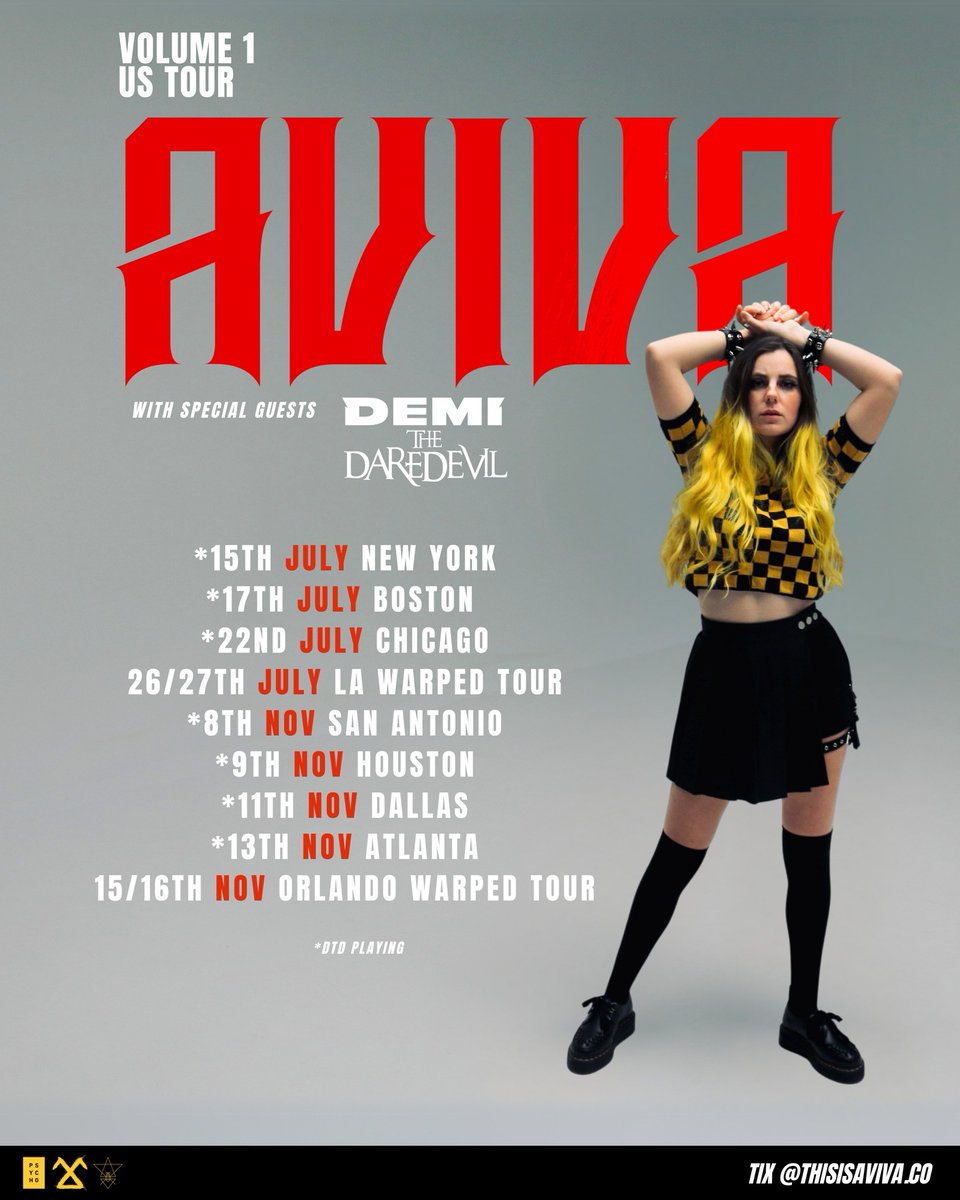 <a href="/demidaredevil/">Demi the Daredevil</a>  will be joining AViVA on the road this summer/ fall 📷 tickets: thisisaviva.co/tour