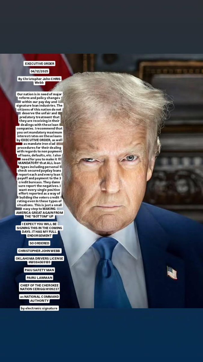 WebbChrist2028's tweet photo. @WebbChrist38660 @WebbChrist79734 @chriscarowebb @Patriotprez2024 @WebbChrist49344 @Gov @GovRonDeSantis @GOPGovs @DemGovs @SenateGOP @SenateDems @HouseGOP @HouseDemocrats @SecretService @laura_7771 @JoelOsteen @bretteldredge @GovMikeDeWine @GovStitt @CAgovernor @jaredpolis @GovWhitmer @GovPritzker @GovernorShapiro @TDCJ @AndrewPatriot_ @accordingtowoz @9NEWS @7Jf0aa4bKftAG EXECUTIVE ORDER 04/12/2025
@JoelOsteen 
@Gentleman2741
@RedRidingHoodKS
@DW_Belknap
@LisaLisaHC
@Yorkshirecath
@Ilegvm
@bdonesem
@brigitta3 
@1OgOutlaw
@gracieback2
@Tweeklives 
@LindaNTx
@Gen_X420
@LWVTexas
@LWVOklahoma
@The_USO
@LWVFlorida
@lwvATX
@LWVofOregon
@LWVC https://t.co/3wpcPWdXUs