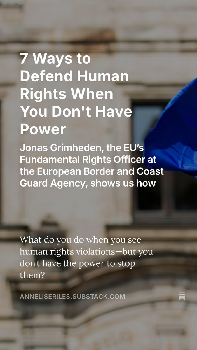 Feeling powerless? Read and listen to this amazing interview with <a href="/JGrimheden/">Jonas Grimheden 🇪🇺</a> who has the challenging job of defending human rights at Europe's borders