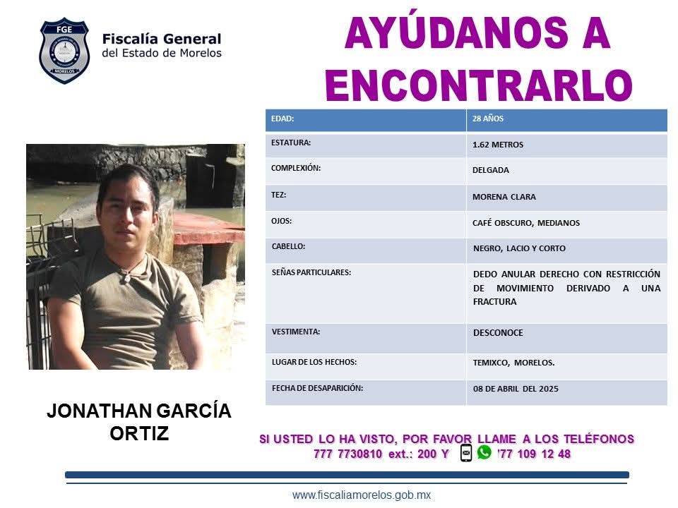 #JonathanGarcíaOrtiz28 años de edad #HastaEncontrarte 

🆘 <a href="/adn40/">adn40</a> <a href="/AztecaMorelos/">TV Azteca Morelos</a> 
<a href="/13_iracheta/">SERGIO IRACHETA</a> <a href="/latimes/">Los Angeles Times</a> <a href="/TelemundoNews/">Noticias Telemundo</a> <a href="/USATODAY/">USA TODAY</a> <a href="/marcorubio/">Marco Rubio</a> <a href="/Fam_Unidas_AC/">FamUnidasporunacausa</a> <a href="/DEAHQ/">DEA HQ</a> 
<a href="/Divulvadorxs/">Divulvadoras</a> <a href="/Univision/">Univision</a>    <a href="/linea_caliente/">Línea Caliente</a> <a href="/seattletimes/">The Seattle Times</a> <a href="/MadresBuscan/">Madres Buscadoras de Sonora</a> <a href="/FBI/">FBI</a> <a href="/GuillermoCinta/">LA CRÓNICA DE MORELOS</a>