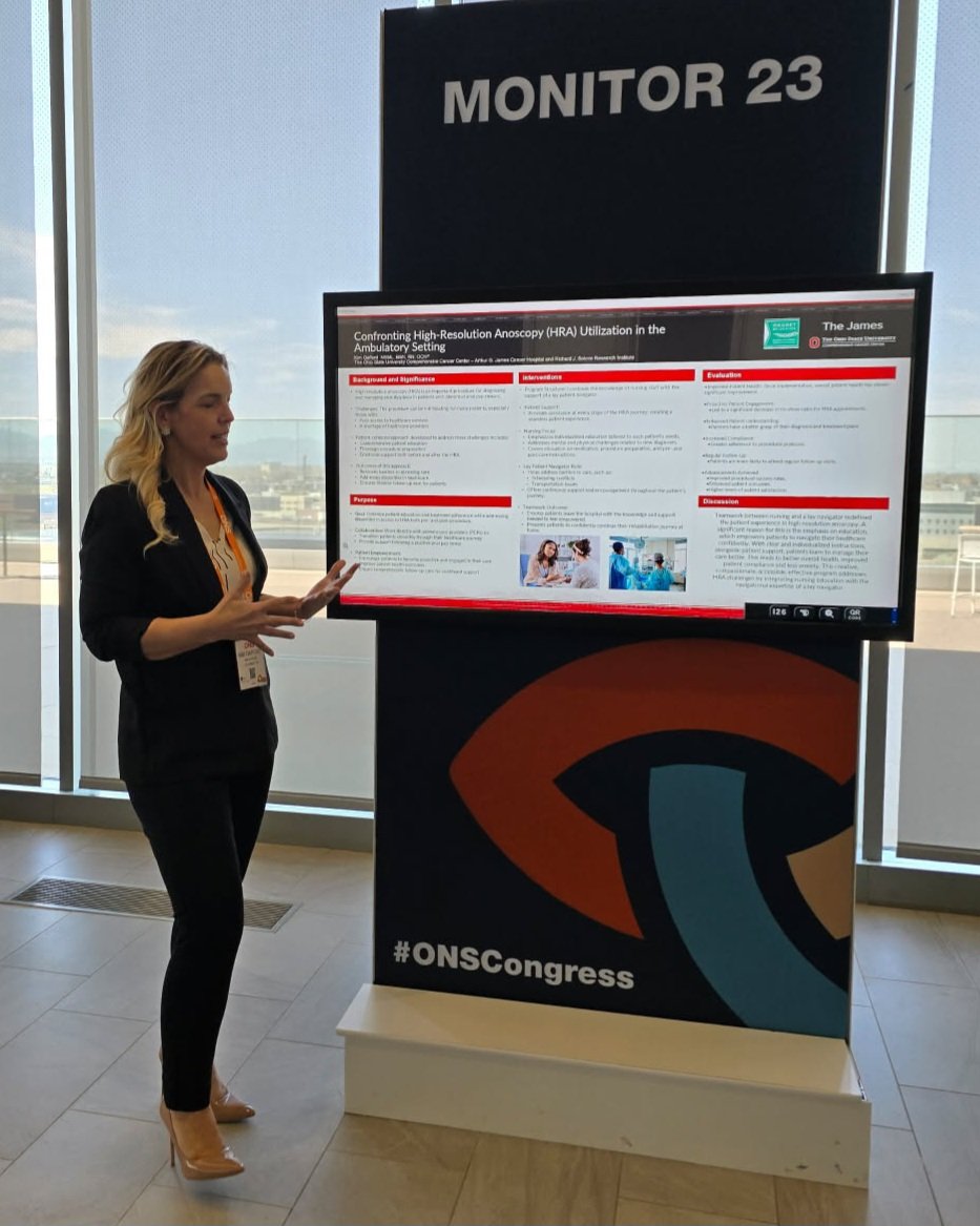 colleen1206's tweet photo. Kim Gafford, James Nurse Manager, presenting her work with anal cancer at #ONSCongress @oncologynursing @OSUCCC_James @CCONS614 https://t.co/IgvQosait7
