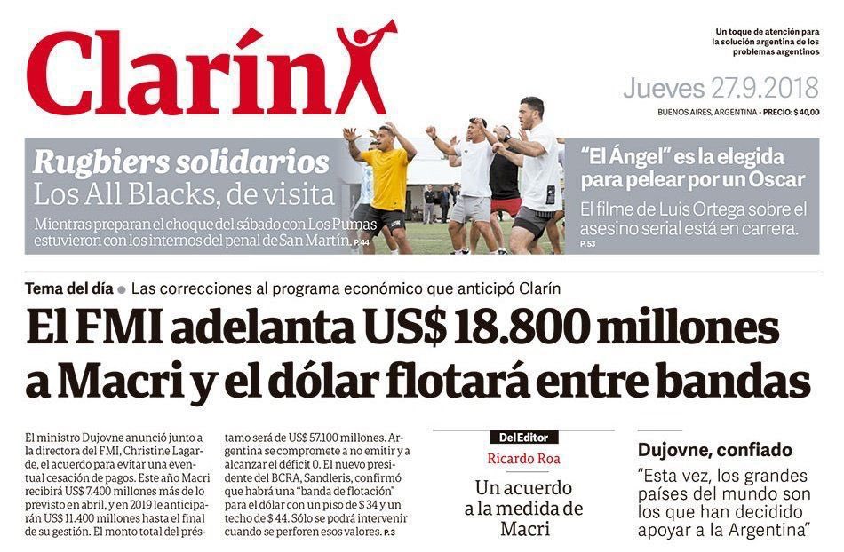 GonzaFerro's tweet photo. ¿A quiénes hoy viernes les vendió el Banco Central 398 millones de usd a 1097 pesos, justo antes de una devaluación?

A la inflación general de marzo del 3.7 y en alimentos del 5.9, le suman una devaluación de más del 20% del tipo de cambio.

Otro endeudamiento con el FMI para financiar la fuga, previo a las elecciones.

Miren la tapa de Clarín. Con la misma receta ¿Alguien espera otros resultados?

Más recesión, menos actividad económica real y pérdida de empleo.