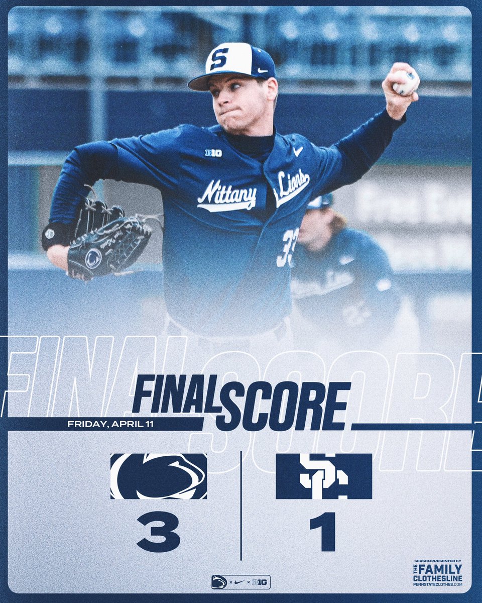 Penn State Wins!!! Nittany Lions take the series opener against USC!

DeSanto 7IP, 1R, 7K
Loosli W, 2IP, 0R, 2K
Kling HR, 2 RBI
Jesse Jaconski 2 H

#WeAre