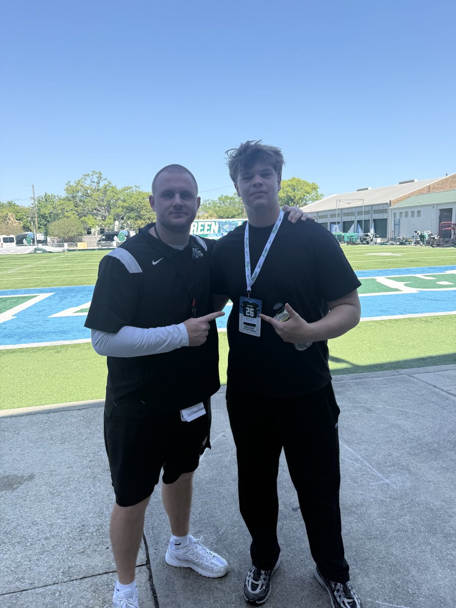 Charlieward74's tweet photo. Had a great time with @GreenWaveFB today!! Thank you for having me!! @KananRay @EvanMckissack @CoachDomino_1 @Colton_Leggett https://t.co/e1ChuIOQze