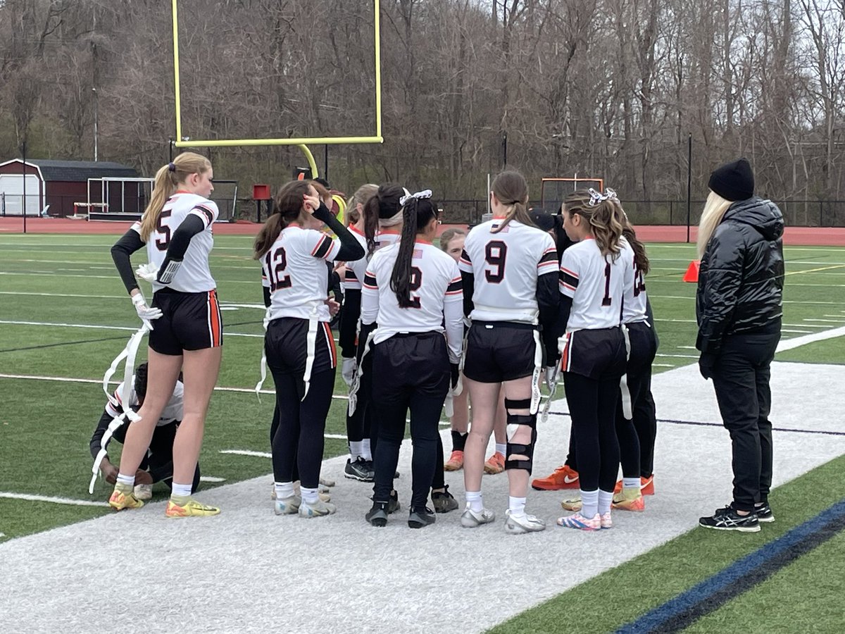 History made….Flag Football wins pep rally at lunch and Mamaroneck’s 1st ever flag game 19-6 over Fox Lane.