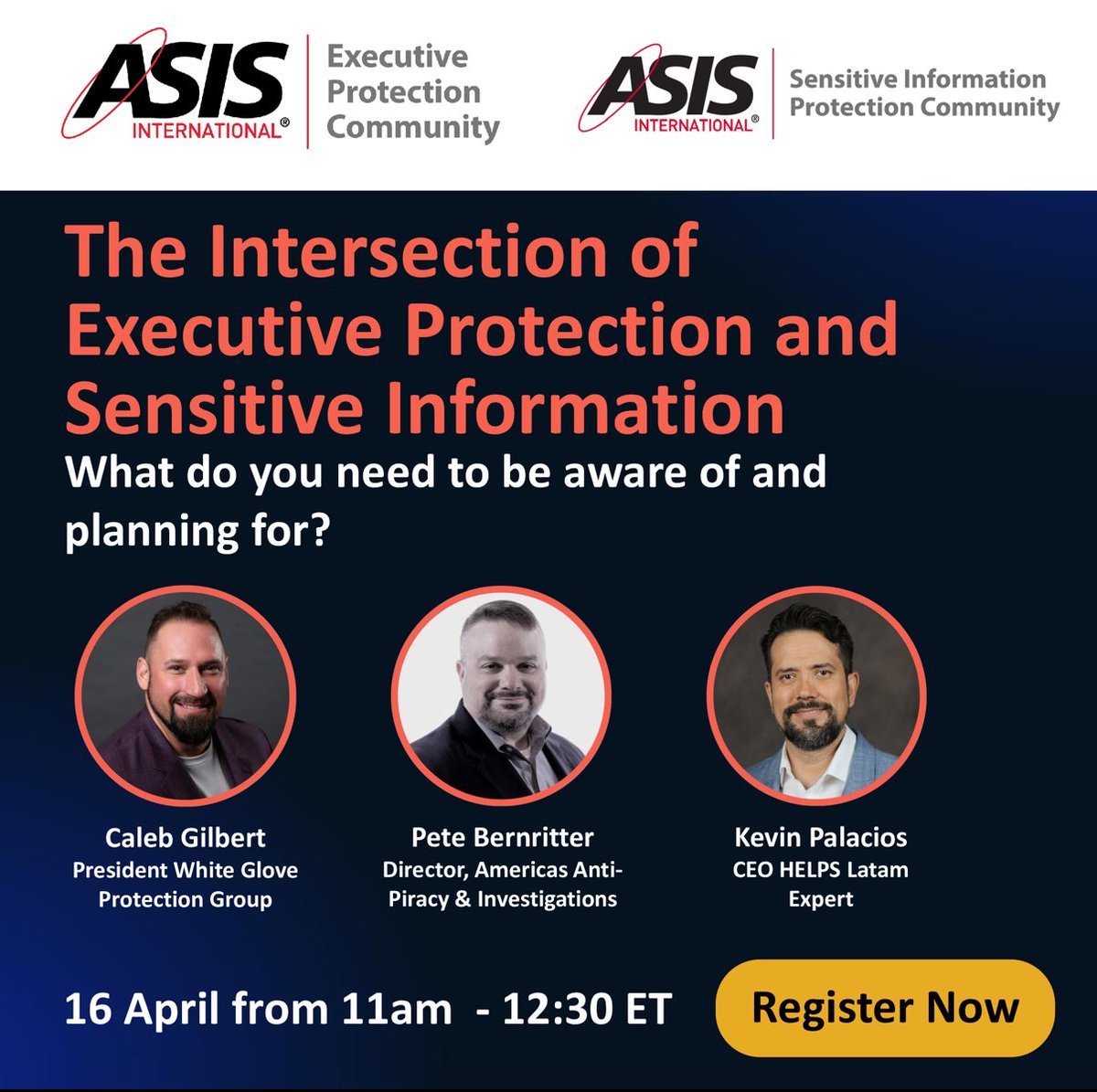 LasorsaJoe's tweet photo. Executive Protection and Sensitive Information Webinar

🗓️Date: April 16
⏰Time: 11:00 AM – 12:30 PM ET
🔗Register here: https://t.co/LGcutVN3PQ

#ExecutiveProtection #SensitiveInformation #ASISInternational #RiskManagement #SecurityProfessionals https://t.co/L5Kx0sEedP