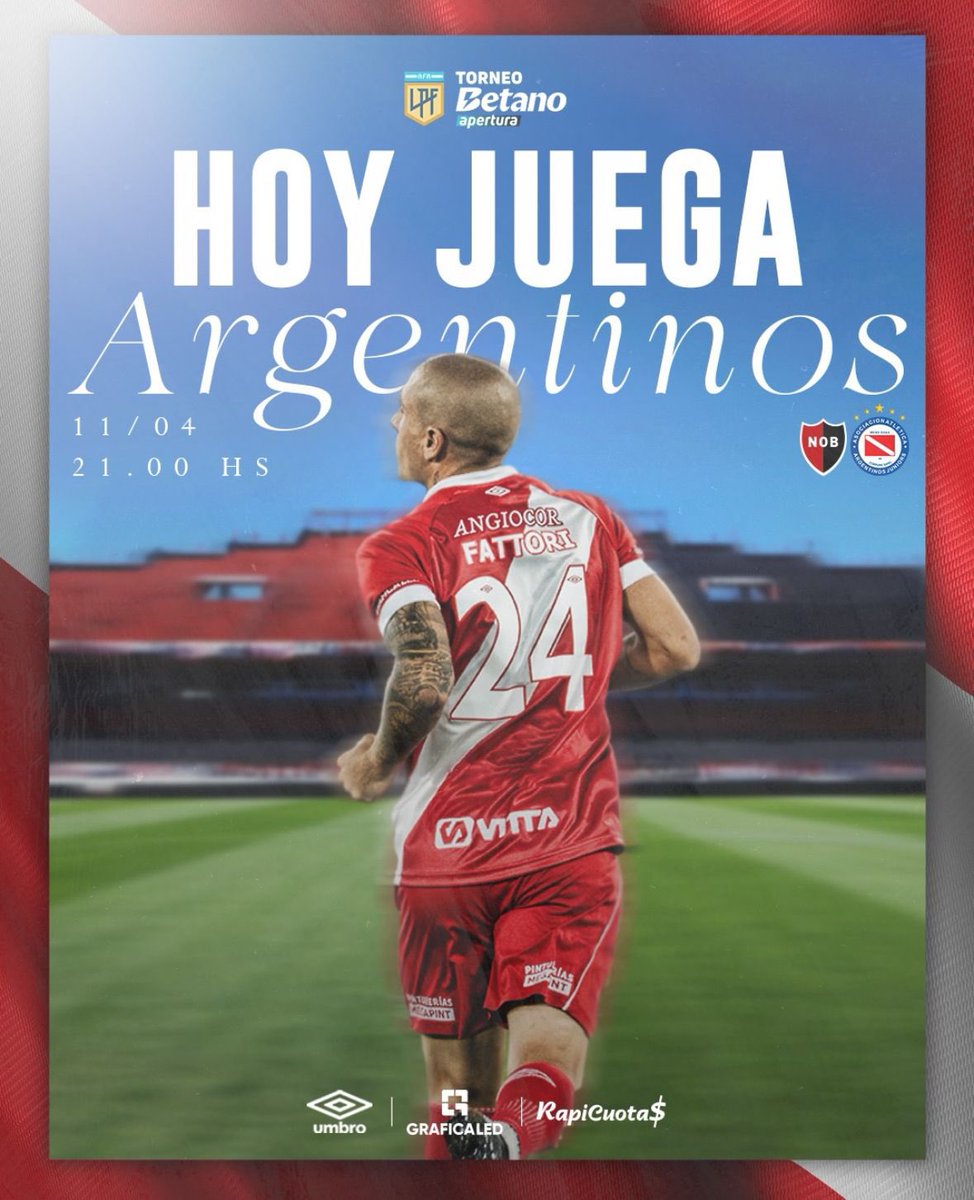 #AAAJ Spieltag 1️⃣3️⃣

🏆 <a href="/LigaAFA_Eng/">Liga Profesional Eng</a> 
🆚 Newell’s Old Boys
🏟️ Marcelo Bielsa Stadium
⏱️ 9:00PM 🇦🇷  / 2:00AM 🇩🇪 
⚖️ Jorge Baliño
📺 TNT Sports