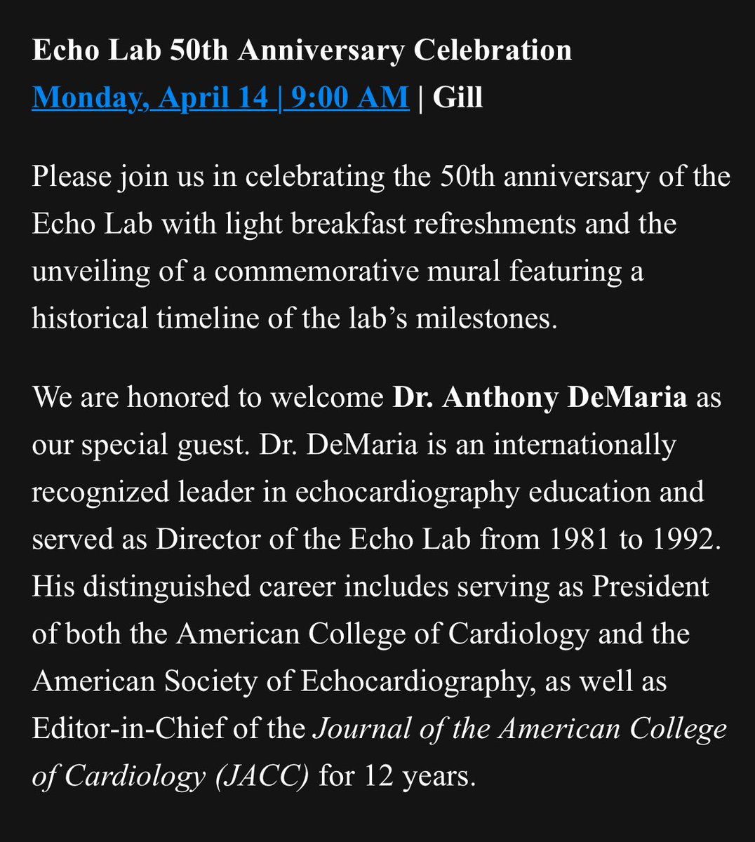 V.L.Sorrell, MD (@CASEfromASE EIC) (@vlsorrellimages) on Twitter photo #JADEL
Celebrating our 50th anniversary with the 1-&-only Tony DeMaria!
What a great legacy!
<a href="/GillKentucky/">UK_GillHeart</a> <a href="/UK_HealthCare/">UK HealthCare</a> #JADEL
Celebrating our 50th anniversary with the 1-&-only Tony DeMaria!
What a great legacy!
<a href="/GillKentucky/">UK_GillHeart</a> <a href="/UK_HealthCare/">UK HealthCare</a>