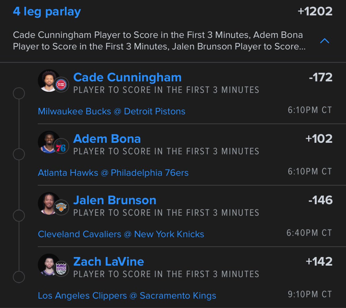 PrimeParlaysss's tweet photo. 🚨 Player to Score in the First 3 Minutes 🚨
$50 to a lucky follower once this cashes 🎉
Like this post for a chance to win! ✅ #NBA #First3 #GamblingCommunity https://t.co/4ZUco1hkRT