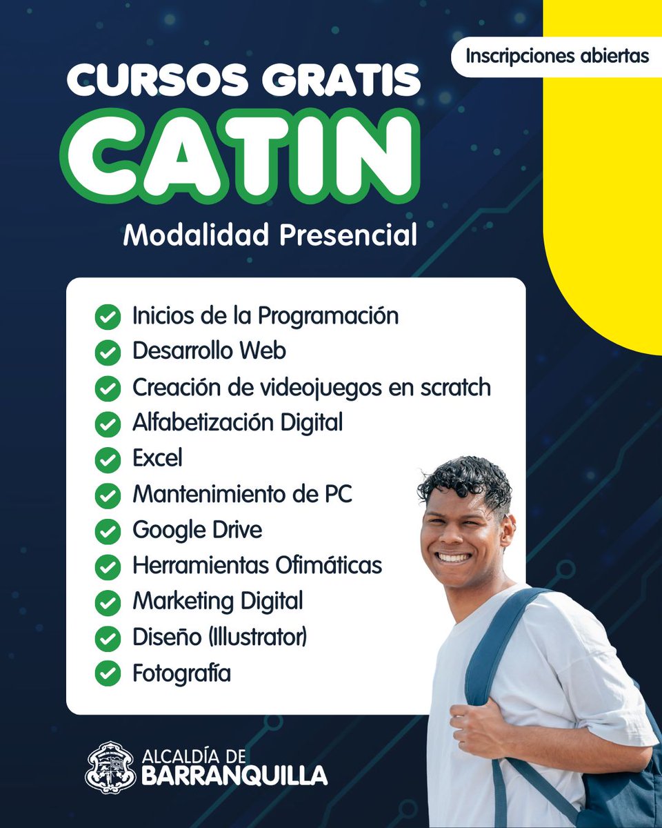 Marquitos026's tweet photo. Inscripciones mediante este enlace https://t.co/JG2WaRdr5T

#colombia #educate #gratis #catin https://t.co/uxZF5VKYDl