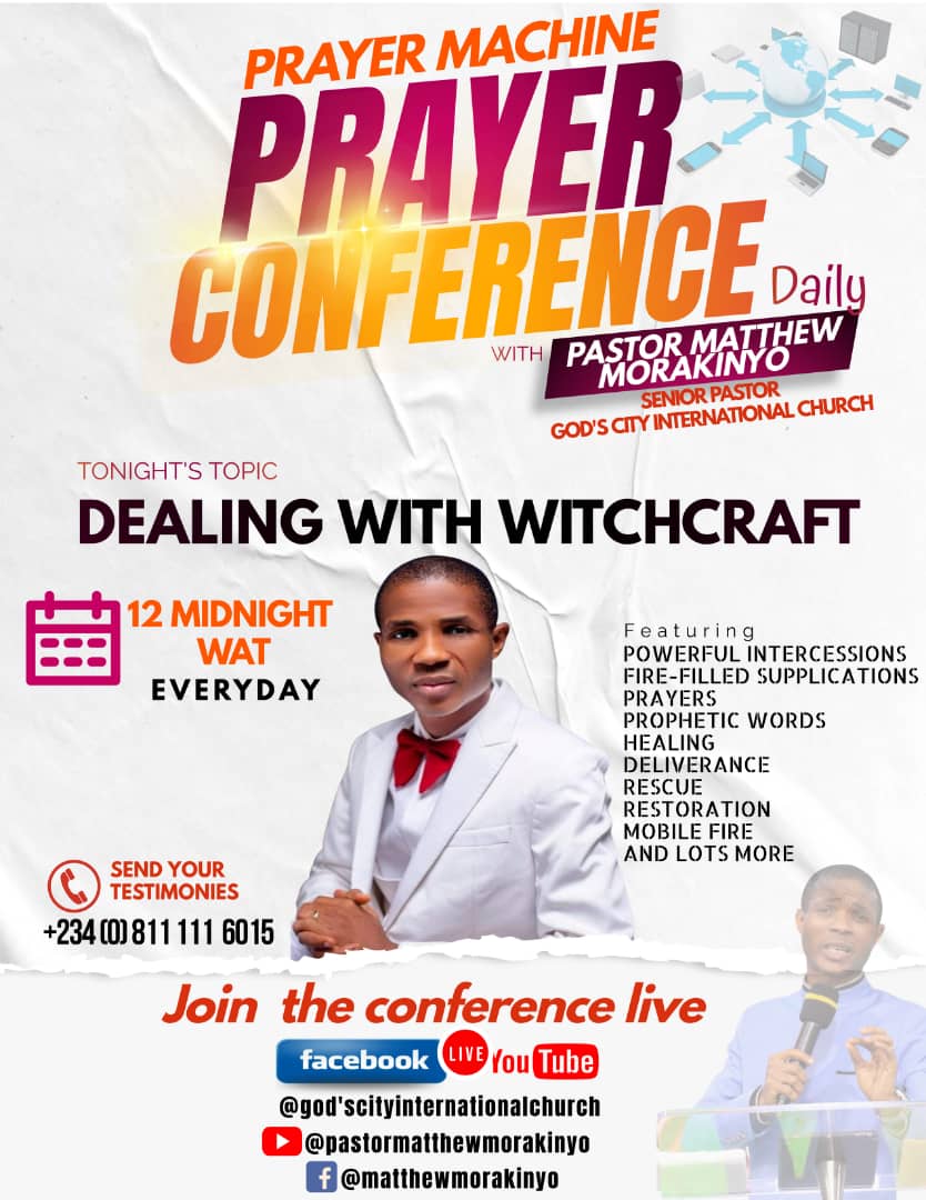 GCIC_Powertouch's tweet photo. Join us live for tonight's prayer conference themed: DEALING WITH WITCHCRAFT
Kindly keep your bottle of oil and water and communion materials close

Prayer machine will be streamed live across our social media platforms as well as the Senior Pastor pages https://t.co/JYkg3cgdOK