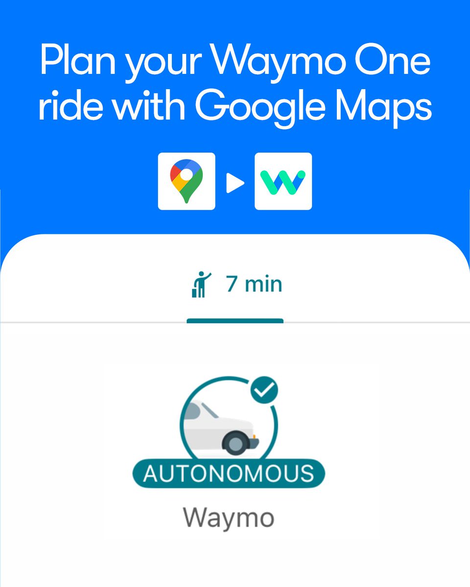 Waymo (@waymo) on Twitter photo We're making it even easier to get around autonomously in SF, LA, and PHX with a Waymo 🤝 <a href="/googlemaps/">Google Maps</a> integration. Search your route in the Google Maps app, select ride service directions, and follow the link to the Waymo One app where you can call your pre-populated ride. We're making it even easier to get around autonomously in SF, LA, and PHX with a Waymo 🤝 <a href="/googlemaps/">Google Maps</a> integration. Search your route in the Google Maps app, select ride service directions, and follow the link to the Waymo One app where you can call your pre-populated ride.