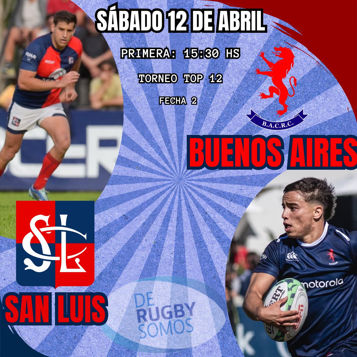 DeRugbySomosOK's tweet photo. Primer partido de local de @clubsanluis_ok donde recibe a #BACRC en busca de sumar puntos en #urbatop12
#Sanluis #maristas #rugby #Deportes https://t.co/dMVEHuuKl6
