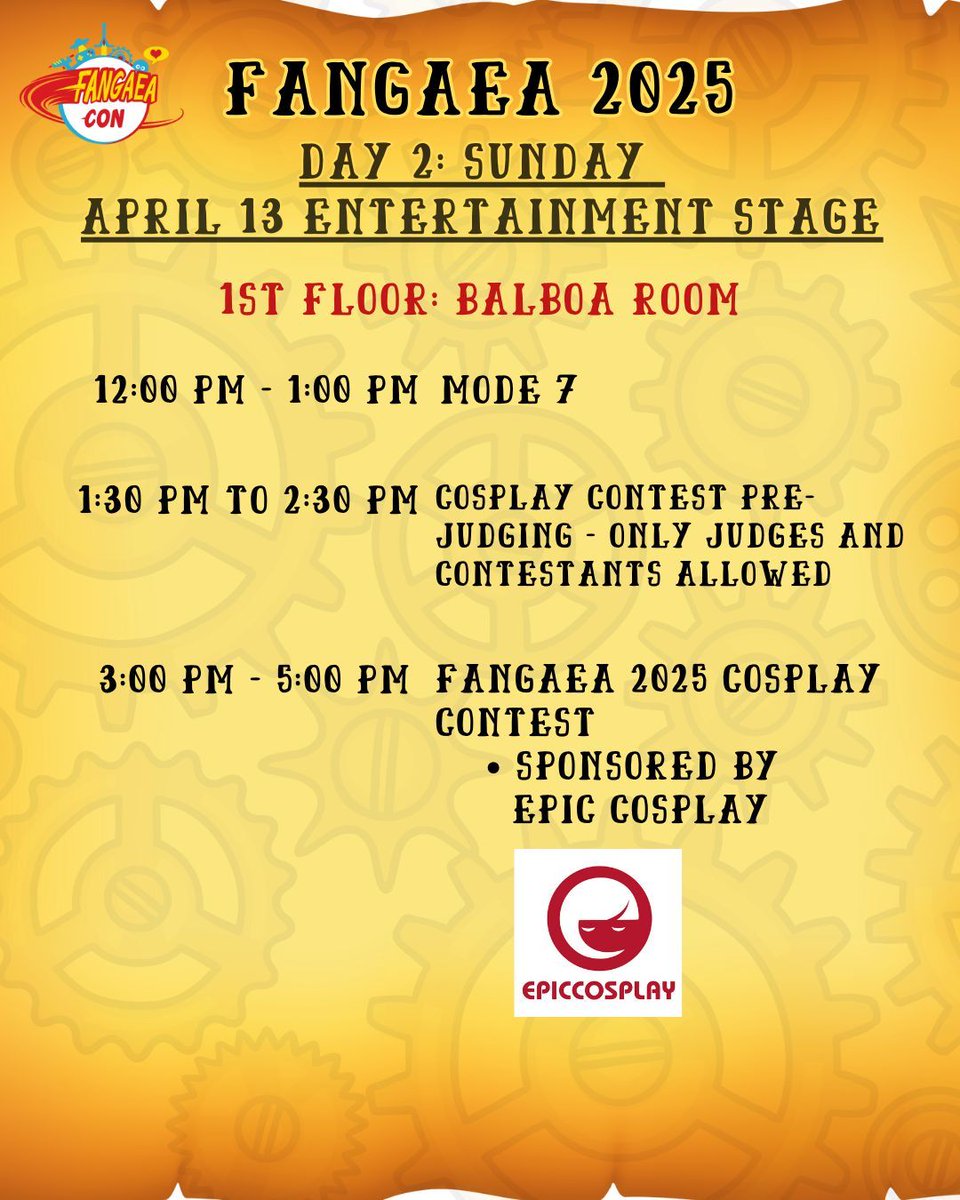 ❤️‍🔥  Programming Schedules ❤️‍🔥 

Tomorrow !!! Just in time, check out our entertainment schedules for both Saturday, April 12 and Sunday, April 13 🎉 See you at Fangaea 2025, Year 6 at the Handlery Hotel in Mission Valley 🤩

Get Tix  ▶️ buff.ly/3ENCKT9