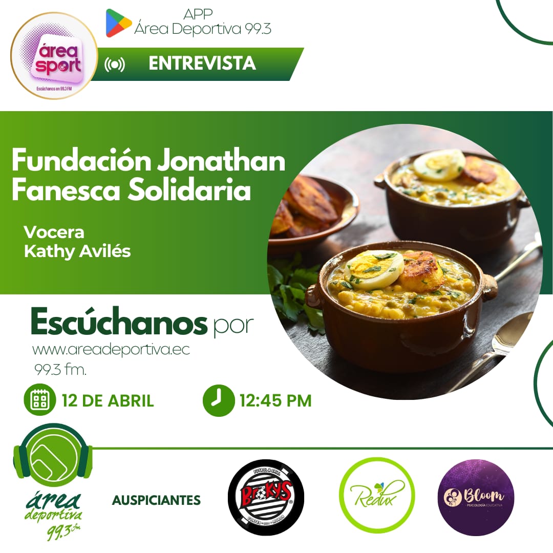 Este sábado 12 de abril desde las 12:00 por <a href="/AreaDeportivaFM/">Área Deportiva FM 📻🎙</a> 99.3fm entrevistaremos a:
<a href="/TurismoQuito/">QuitoTurismo</a> #FundacionJonathan 
#procesionjesusdelgranpoder