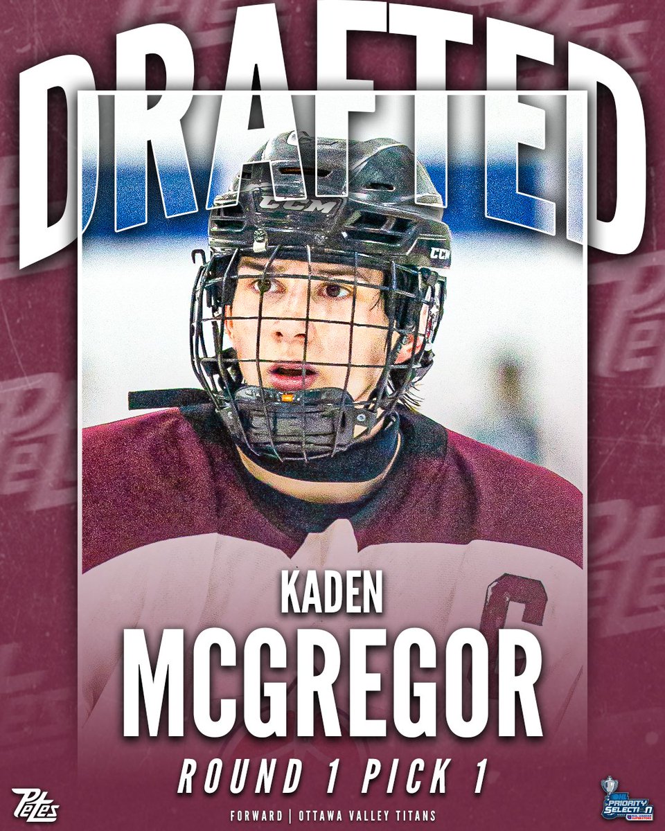 PetesOHLhockey's tweet image. OFFICIALLY OFFICIAL ✅

With the first overall pick in the 2025 OHL Priority Selection, the Peterborough Petes are proud to select Kaden McGregor from the @TitansAAA 

#OHLDraft