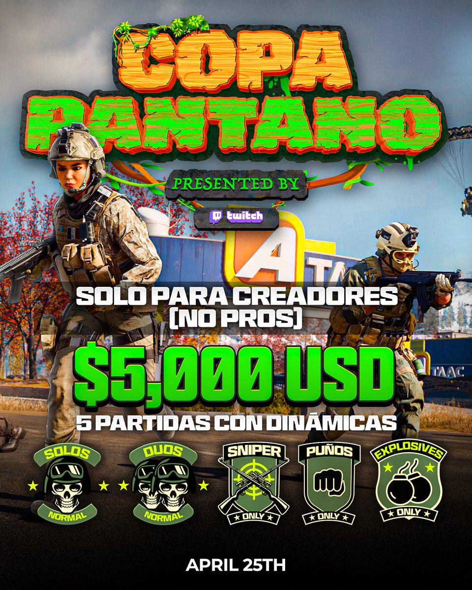 COPA PANTANO 🏆 VERSIÓN CREADORES (NO PROS)

Si quieres participar comenta para ser considerado.
Muchas gracias por hacerlo posible 💜 <a href="/TwitchLatam/">Twitch LATAM</a>