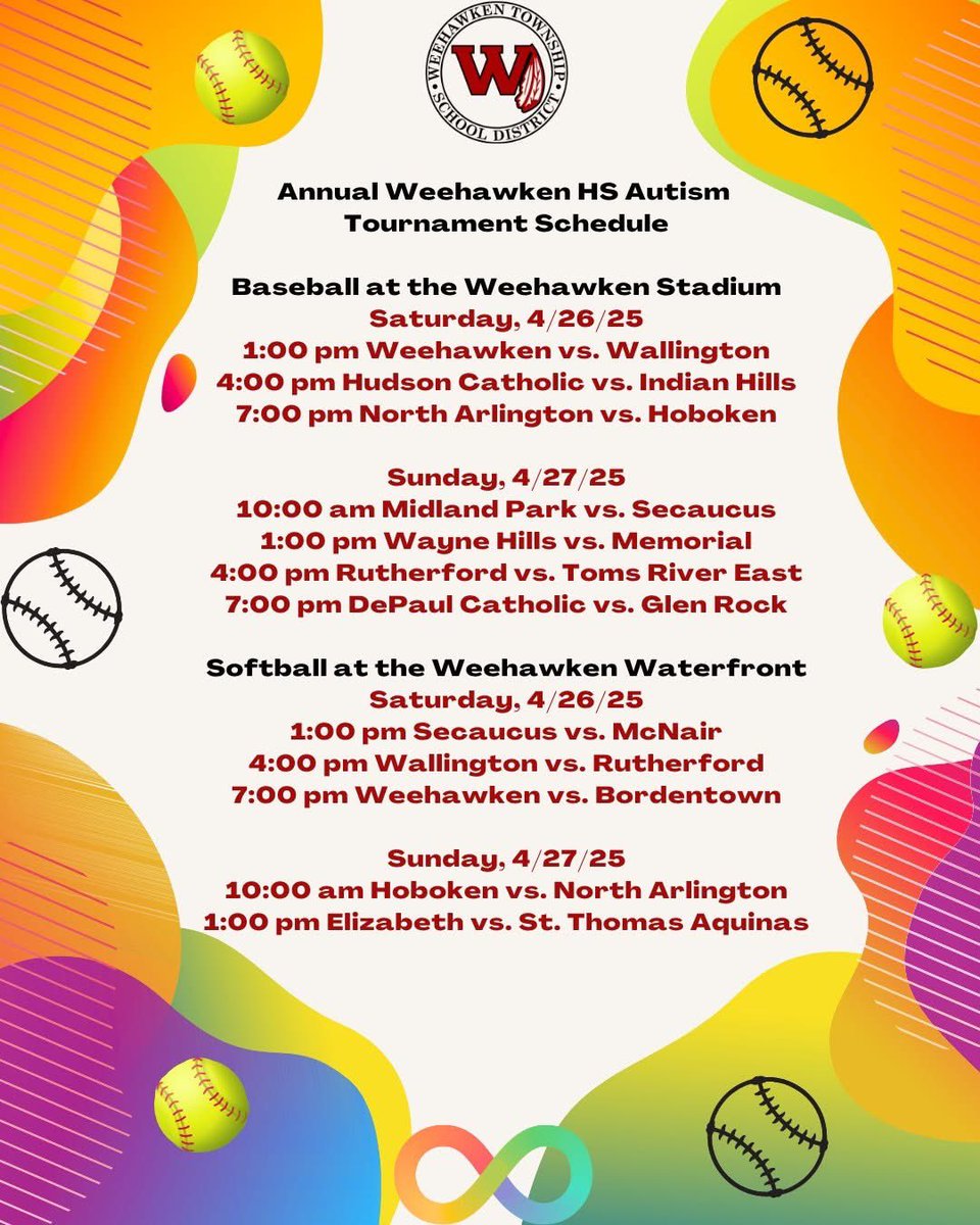 Weehawken Schools (@weehawkentsd) on Twitter photo Annual WHS 🥎 & ⚾️ Autism Tournament
April 26th and 27th
<a href="/EricCrespoEDU/">Eric Crespo</a> <a href="/FAmato53/">Francesca Amato</a> <a href="/al_orecchio/">Al Orecchio</a> <a href="/RobFerullo4/">Robert Ferullo</a> <a href="/StefanieCirill1/">Stefanie Cirillo</a> <a href="/SuzanneMera/">Mrs. Mera</a> <a href="/DeStefanoEDU/">Dr. Nicholas DeStefano</a> <a href="/MrsCullinane/">Jacqueline Cullinane</a> <a href="/bcalligy/">Brian Calligy</a> <a href="/BriannaReganEDU/">Brianna Regan</a> <a href="/JColasurdoEDU/">Jillian Colasurdo</a> <a href="/MissGwen_EDU/">Gwendolyn Hillman</a> <a href="/MsGebbia/">Ms. Gebbia</a> <a href="/MsMornhineway/">Ms. Mornhineway</a> <a href="/WHS__Volleyball/">Weehawken Volleyball/Softball</a> <a href="/WHSAthletics53/">Brian Fischer</a> Annual WHS 🥎 & ⚾️ Autism Tournament
April 26th and 27th
<a href="/EricCrespoEDU/">Eric Crespo</a> <a href="/FAmato53/">Francesca Amato</a> <a href="/al_orecchio/">Al Orecchio</a> <a href="/RobFerullo4/">Robert Ferullo</a> <a href="/StefanieCirill1/">Stefanie Cirillo</a> <a href="/SuzanneMera/">Mrs. Mera</a> <a href="/DeStefanoEDU/">Dr. Nicholas DeStefano</a> <a href="/MrsCullinane/">Jacqueline Cullinane</a> <a href="/bcalligy/">Brian Calligy</a> <a href="/BriannaReganEDU/">Brianna Regan</a> <a href="/JColasurdoEDU/">Jillian Colasurdo</a> <a href="/MissGwen_EDU/">Gwendolyn Hillman</a> <a href="/MsGebbia/">Ms. Gebbia</a> <a href="/MsMornhineway/">Ms. Mornhineway</a> <a href="/WHS__Volleyball/">Weehawken Volleyball/Softball</a> <a href="/WHSAthletics53/">Brian Fischer</a>