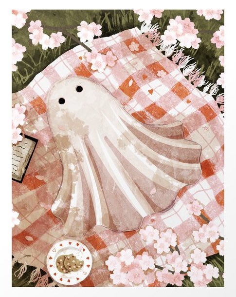 What a boo-tiful day for a picnic! #Ghost #spring #illustration by #katherineblower. Found here bit.ly/ghostspring