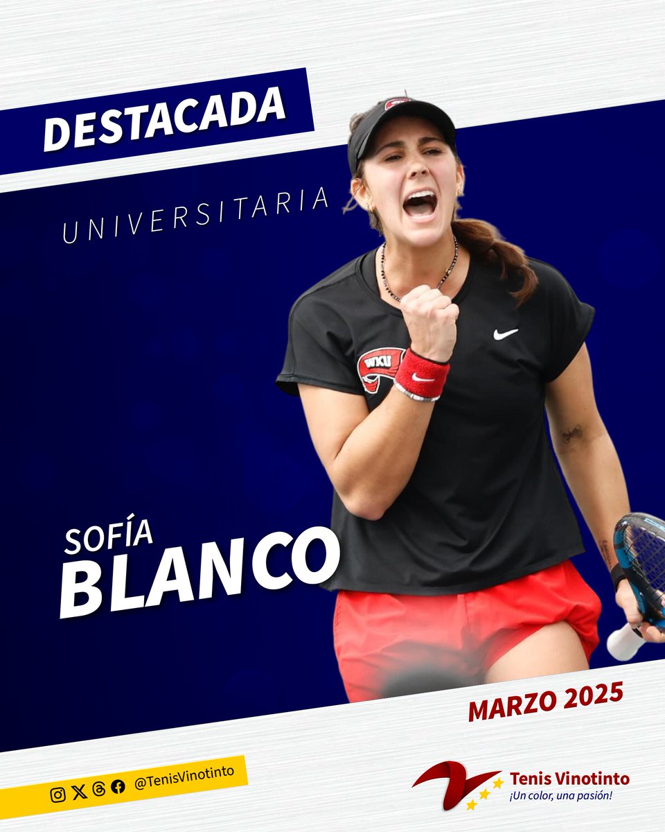 TenisVinotinto's tweet photo. 🎓 Universitario: Sofía Blanco

En su último año de carrera universitaria, la venezolana Sofía Blanco firmó un récord sin precedentes para la Universidad del Oeste de Kentucky, al alcanzar las 100 victorias globales, sumando su registro individual y de dobles https://t.co/JQV4RDQYD9