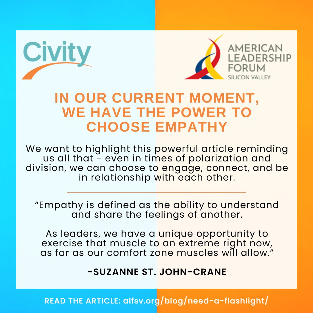 ThisIsCivity's tweet image. Civity Social Media Planning Calendar Post Policies &amp;amp; Info Civity Social Media Posts Archive Here's a good piece to post from Suzanne St. John-Crane of the American Leadership Forum that speaks to the current moment: alfsv.org/blog/need-a-fl… #ALFSiliconValley #ALFFellows