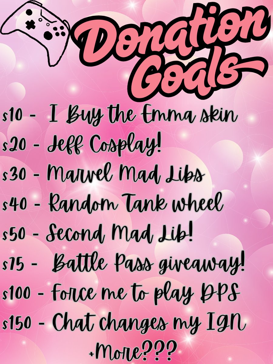 ZerafiaTV's tweet photo. DONATION GOALS FOR TOMORROW!

If ya'll crush these I'll think of something special for $200+! https://t.co/hsSKLuYLw9