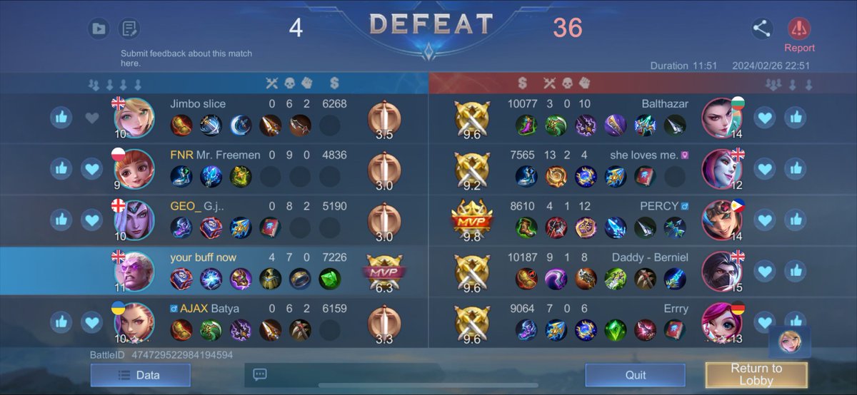 TheExposure96's tweet photo. @Juan2205734324 @MobileLegendsOL (RANKED) Highly Rigged Matchmaking Confirmed. 
After all this time, Matchmaking has NOT improved, At All. It is still highly rigged, and toxic.
After a few wins, the game Intentionally teams you up with low skilled AI profiles that actively sabotage lane roles. Example provided. https://t.co/vy0nSemifC