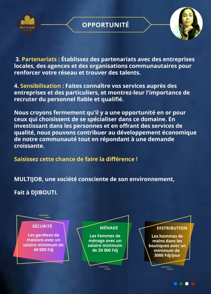 DjiboutiMulti's tweet photo. Opportunités pour les futurs créateurs d’entreprise : 
MULTIJOB a mèné une étude de marché approfondie pour vous éclairer sur les tendances, les niches et les opportunités à capitaliser. Ci-joint des analyses de marché concrètes, vous permettant de prendre des décisions éclairées https://t.co/M3PUz1pwSf