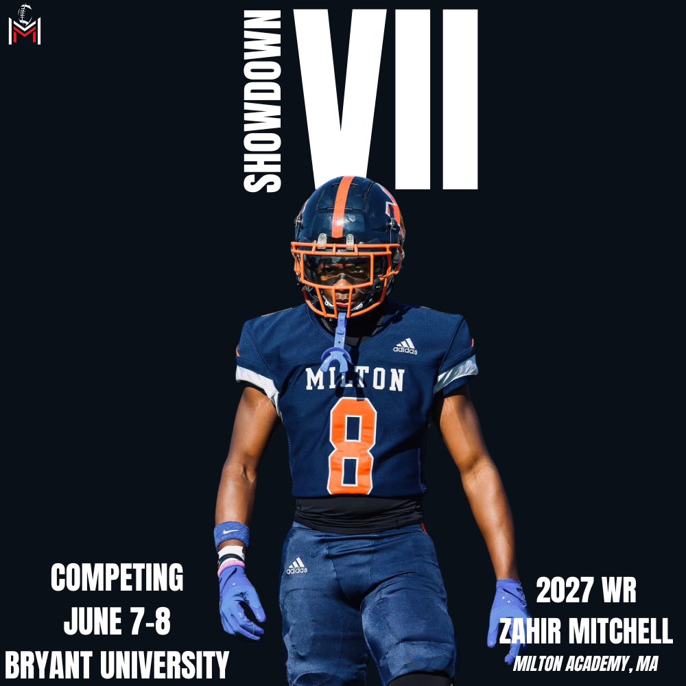 M2 QB Academy (@m2_qbacademy) on Twitter photo 2027 <a href="/ZahirAMitchell/">Zahir A. Mitchell c/o 2027 WR/DB</a> is a stud playmaker for Milton Academy and was one of the top performers at last year’s Showdown. Look for him to be making plays everywhere on the field June 7/8 at Bryant University. 📈 2027 <a href="/ZahirAMitchell/">Zahir A. Mitchell c/o 2027 WR/DB</a> is a stud playmaker for Milton Academy and was one of the top performers at last year’s Showdown. Look for him to be making plays everywhere on the field June 7/8 at Bryant University. 📈