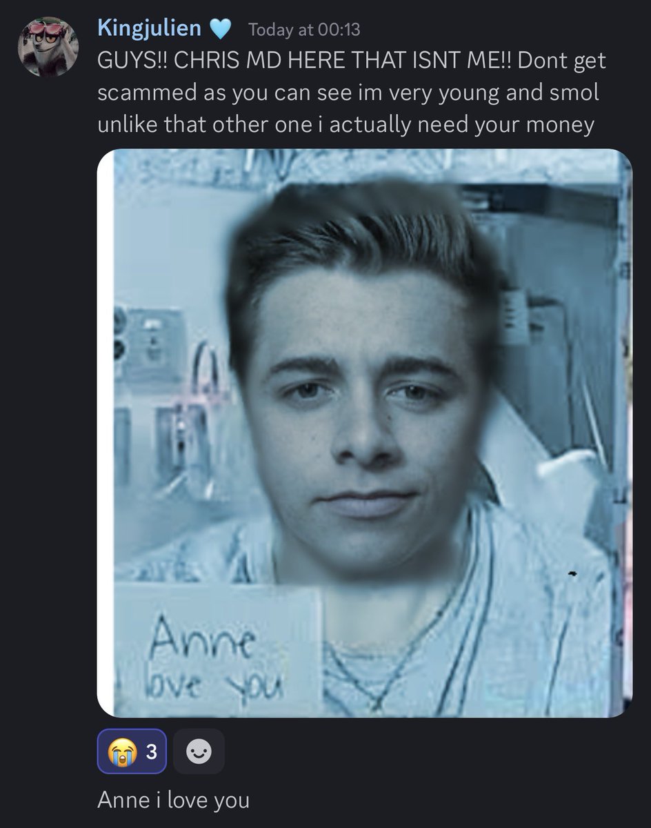 BethD1602's tweet image. Erm yeah idk what’s going on the discord server tonight… 
(For legal reasons this is a joke, Chris we love you)