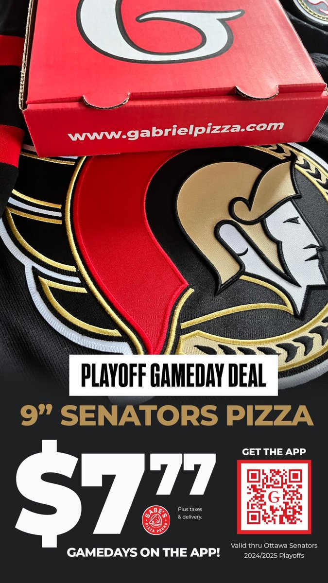 Gabriel Pizza (@gabrielpizza) on Twitter photo To celebrate our appreciation for the <a href="/Senators/">X - Ottawa Senators</a> & fans we will be giving away 2 tickets to FAN APPRECIATION NIGHT vs the Hurricanes on April 17th
2 Sens tickets, 2 jerseys, 2 tees,
2 caps plus a chance to win free pizza at ctc that night.
RT for a chance to win!!
#gabrielpizza To celebrate our appreciation for the <a href="/Senators/">X - Ottawa Senators</a> & fans we will be giving away 2 tickets to FAN APPRECIATION NIGHT vs the Hurricanes on April 17th
2 Sens tickets, 2 jerseys, 2 tees,
2 caps plus a chance to win free pizza at ctc that night.
RT for a chance to win!!
#gabrielpizza