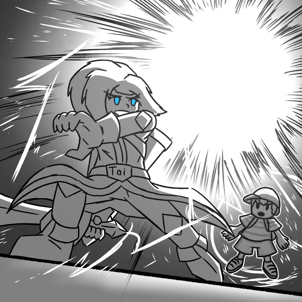 TheArtAlt's tweet photo. AAAAND THERE'S THE THIRD

The trio has been completed and we have completed the first set yippee!!!! I think this is the most dramatic out of the three, which I think is a pretty cool finisher

-- MII V ROSTER 3
Mii Swordfighter vs Ness

#Miifighter 
#MiiSwordfighter
#EarthBound https://t.co/CX1OADdYJ6