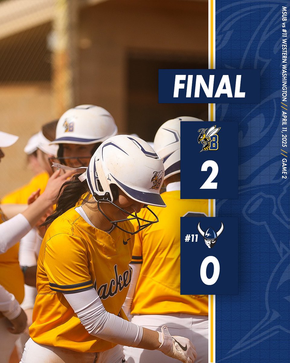 MSUBSoftball's tweet photo. SHUT OUT NO.1️⃣1️⃣ IN THE NATION

MSUB picks up a split on Friday after upsetting Western Washington with a game two shutout

Emily Watters earns Player of the Game honors for her game two gem, while Kennedy Dypwick earned POTG from game one

#MSUBSports | #MSUBSB https://t.co/BkxdNOBzpV