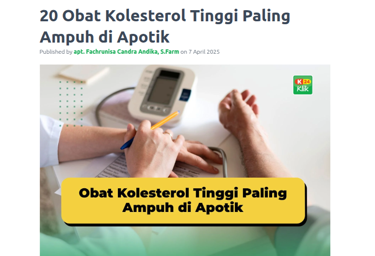 k24klik's tweet photo. KOLESTEROL ALERT!!
Kolesterol tinggi sering jadi masalah nih habis lebaran, bikin kepala pusing ditambah ngadepin kerjaan yang numpuk setelah libur panjang.
Yuk ketahui rekomendasi obat kolesterol tinggi paling ampuh di apotek lewat artikel ini.
https://t.co/MdYYgs094v https://t.co/dJFEMqQ4O5