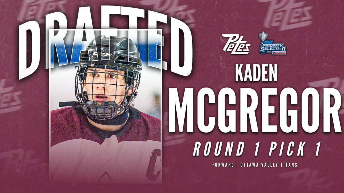 Petes Select Kaden McGregor First Overall in the 2025 OHL Priority Selection

Details ⬇️

chl.ca/ohl-petes/arti…