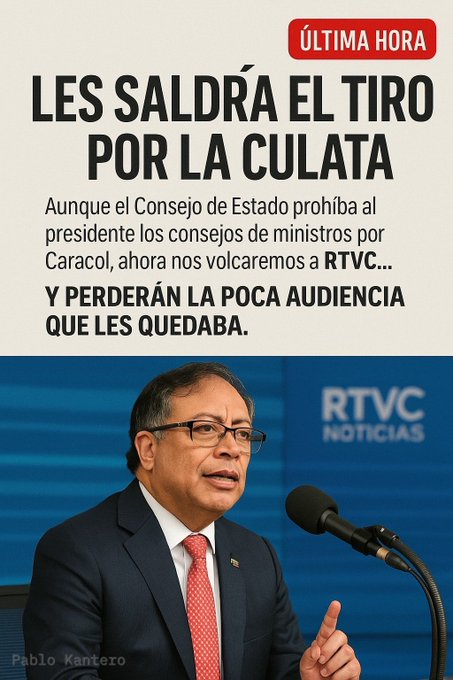 tao2108_'s tweet photo. todos por el canal rtvc.. 
@petrogustavo presidente que tal un consejo de ministros el sabado a las 7 y le quitamos audiencia los programitas pendejos de rcn y caracol... hagale  y le quitamos unos milloncitos de publicidad https://t.co/i7LEEikrbT