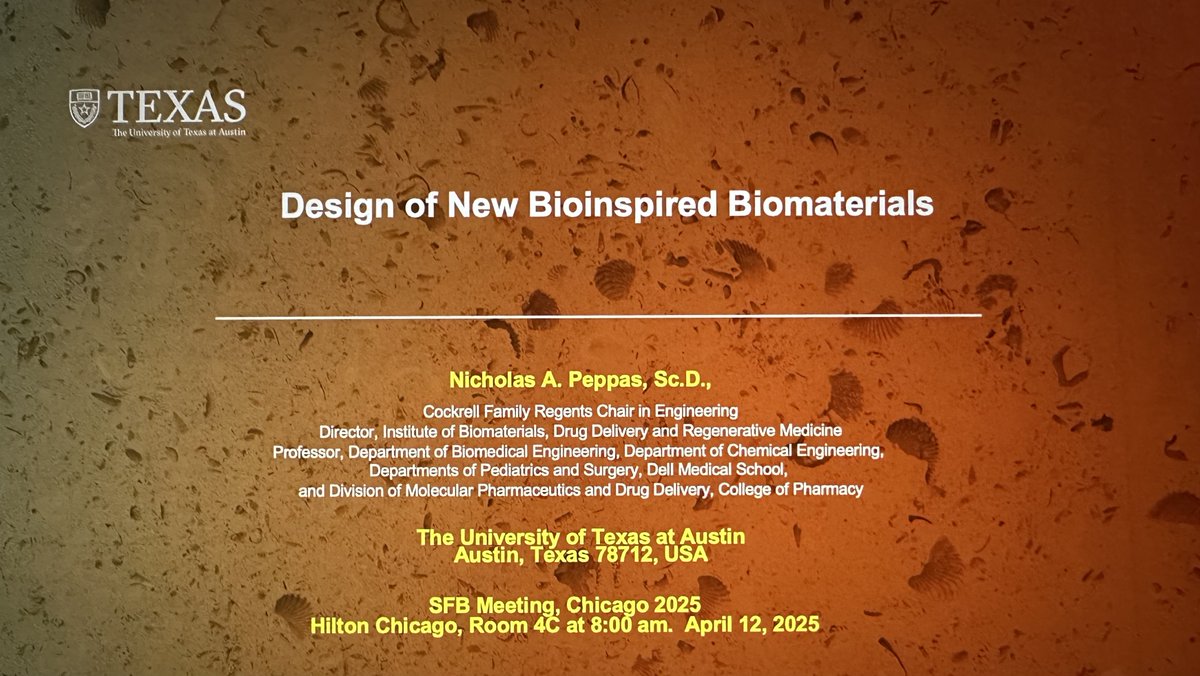 Nicholas A. Peppas (@npeppas) on Twitter photo <a href="/NPeppas/">Nicholas A. Peppas</a> will be talking on "Design of New Bioinspired Biomaterials" tomorrow Saturday, April 11 at 8:00 am in the Hilton Chicago room 4C (4th floor). See you there. <a href="/NPeppas/">Nicholas A. Peppas</a> will be talking on "Design of New Bioinspired Biomaterials" tomorrow Saturday, April 11 at 8:00 am in the Hilton Chicago room 4C (4th floor). See you there.