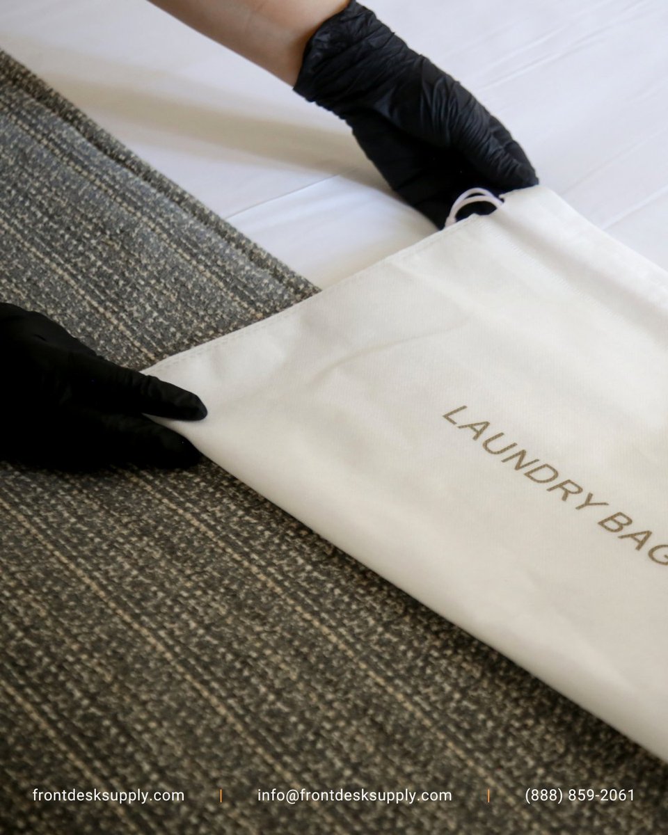 FrontDeskSupply's tweet photo. Sustainability in hospitality is about big initiatives and small choices. Eco-friendly drawstring laundry bags replace plastic with style, reinforcing your hotel's commitment. Reusable fabrics and biodegradable materials show guests that comfort and responsibility go together. https://t.co/zr7g2ot2aW
