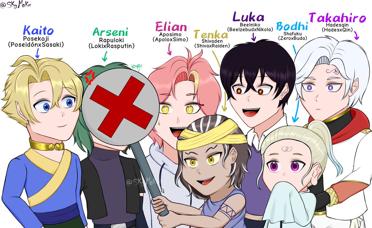 SkyMarker5's tweet photo. Mis fanchilds de Snv 💖 (versión niños ♂️)
Creadas por mi y por @Annally02
#shuumatsunovalkyrie #終末のワルキューレ #Hadesqin #Shafuku #Beelniko #Aposimo #Shivaden #Rapuloki #Posekoji https://t.co/r4OubuJ3Dg