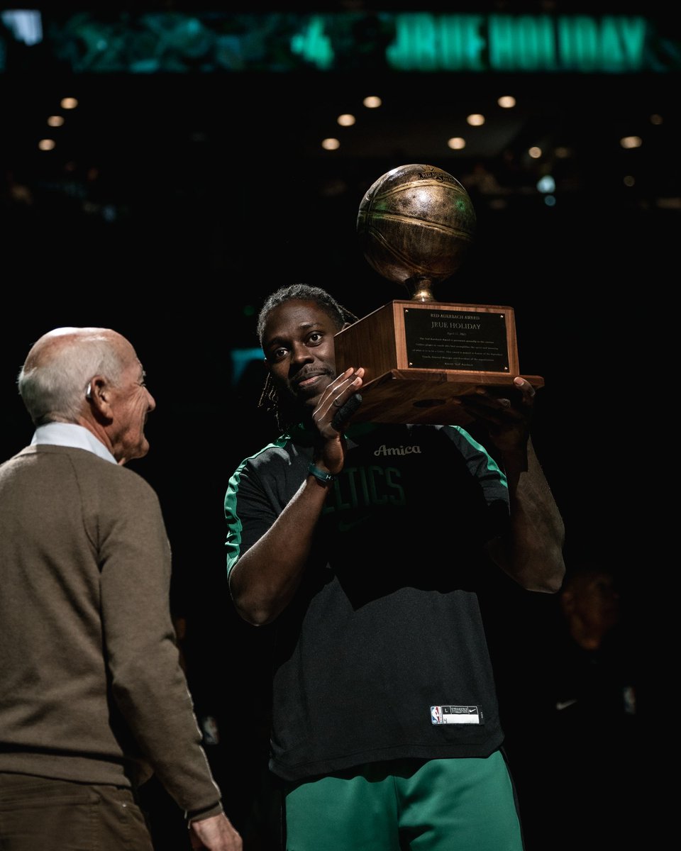 Congratulations <a href="/Jrue_Holiday11/">Jrue Holiday</a> on being named the recipient of the 2025 Red Auerbach Award 🏆☘️ 

Thank you for exemplifying the spirit of what it means to be a Celtic through exceptional performance on and off the court.