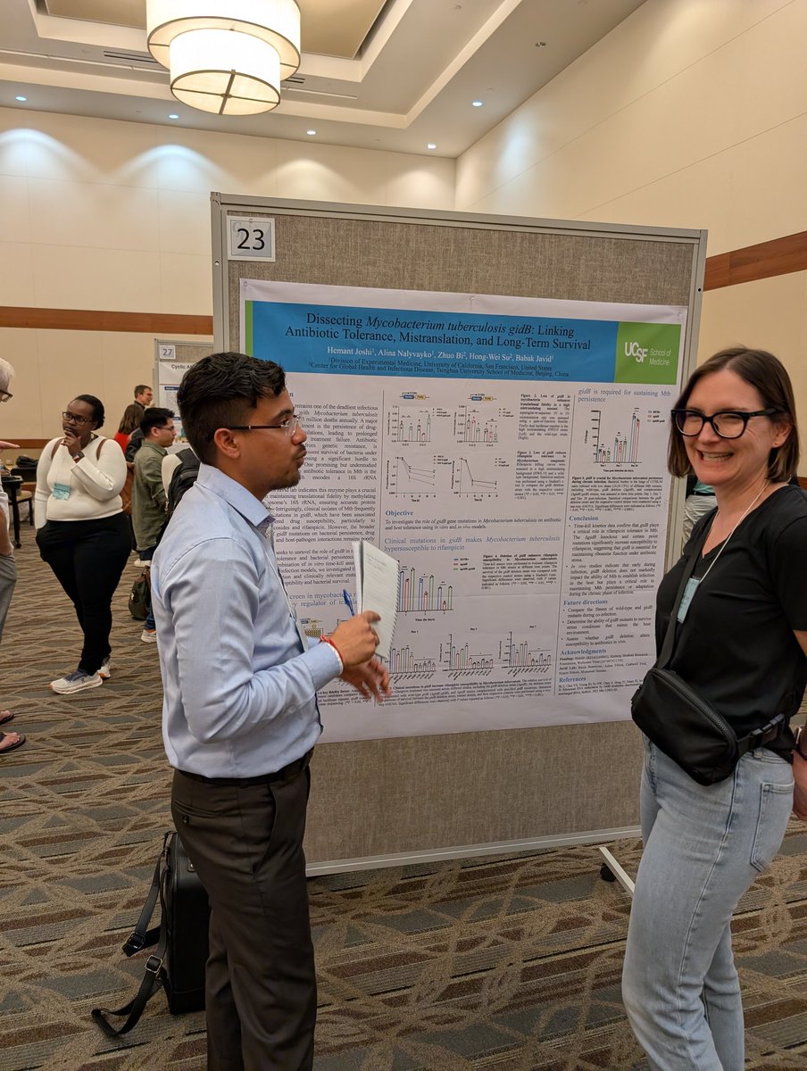 javid_lab's tweet photo. Wonderful inaugural GRC "Biology of Mycobacteria" meeting. Postdocs Hemant and Caldwell presenting their data. Looking forward to the next one in 2027! https://t.co/1ObG3ZekOR