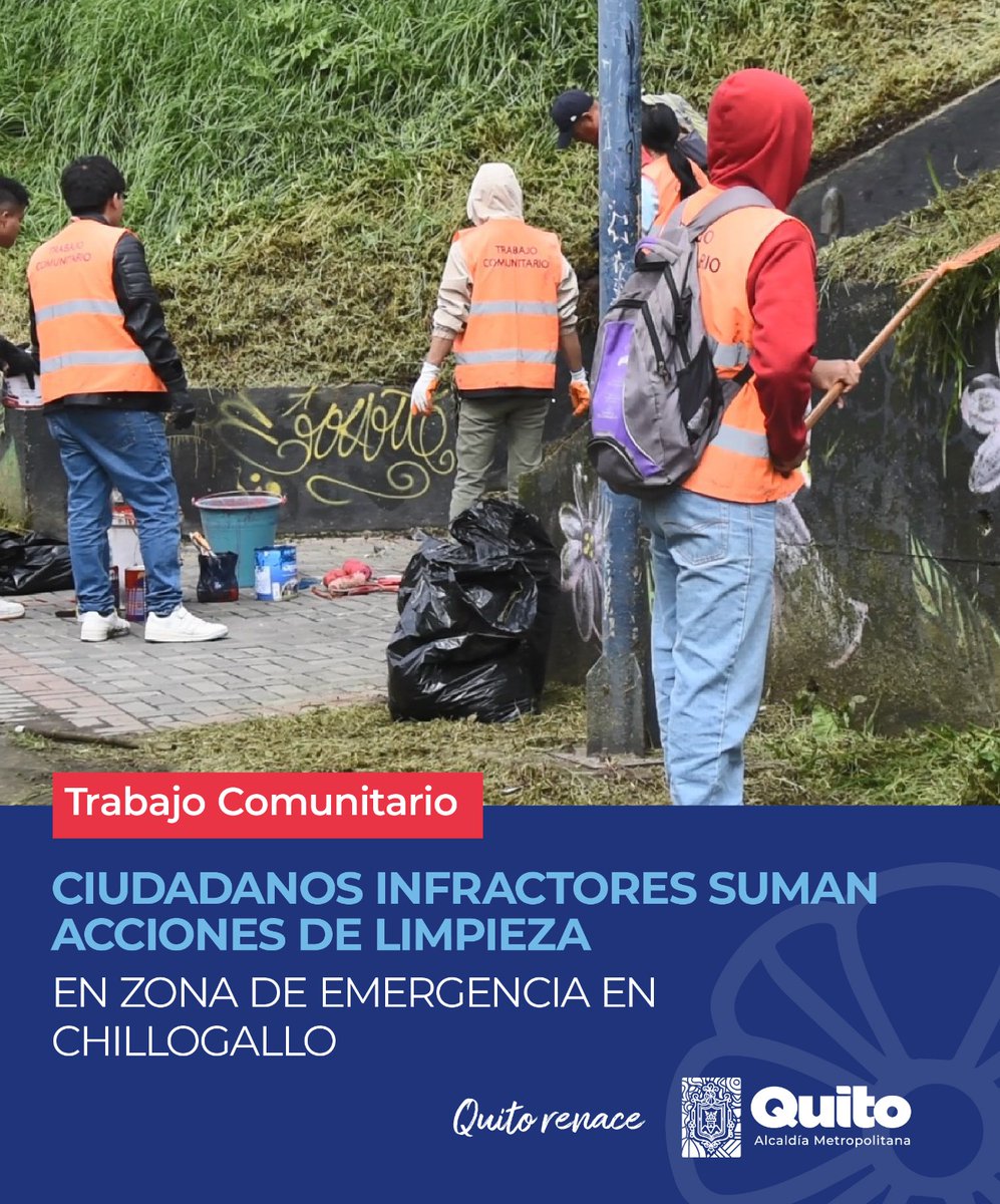 amcquito's tweet photo. 🚨 #Activados24Siete | La #AMCQuito interviene la quebrada Río Grande con la ayuda de 15 ciudadanos sancionados por la #AMCQuito. 

🤝 La minga se realizó con la coordinación de la @zonalquitumbe dando como resultado:
 
✅ Limpieza
✅ Pintura de postes y pasamanos
✅ Retiro de capa vegetal.

Este 12 y 13 de abril la jornada continúa con una gran minga en Capillapamba, al sur de Quito.

Más detalles aquí 👉 https://t.co/quCIxomNvR

Con acción ciudadana, #QuitoRenace.