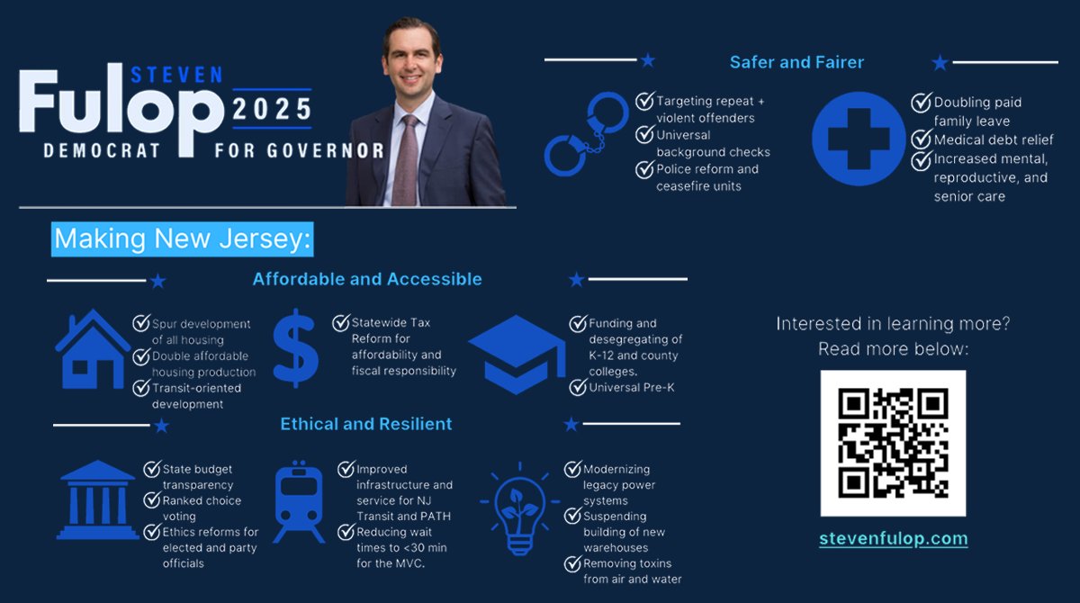 JBernicker's tweet photo. 🚨 Big news, New Jersey! Steven Fulop is running for Governor in 2025 — and he’s got a bold plan to move our state forward. #Fulop2025 

Vote for @StevenFulop for an #AffordableFuture #NewJersey #StevenFulop #NJPolitics #ProgressiveLeadership https://t.co/BiDNrZujf8
