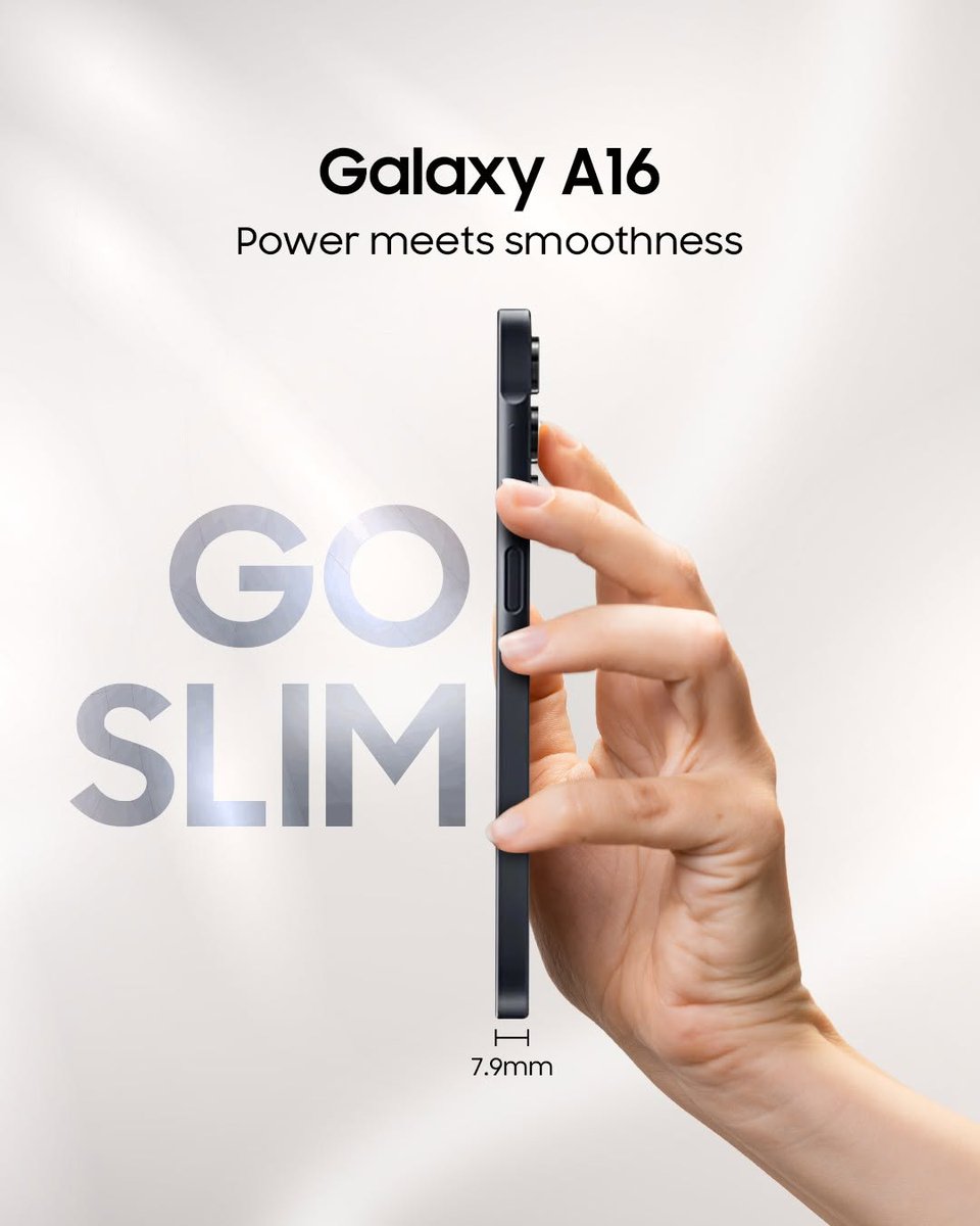 The finer the more practical. With 7.9mm thick, the Galaxy A16 keeps it discreet while  providing optical comfort @imobilegram 

#withimobilegram #samsung #samsunga16